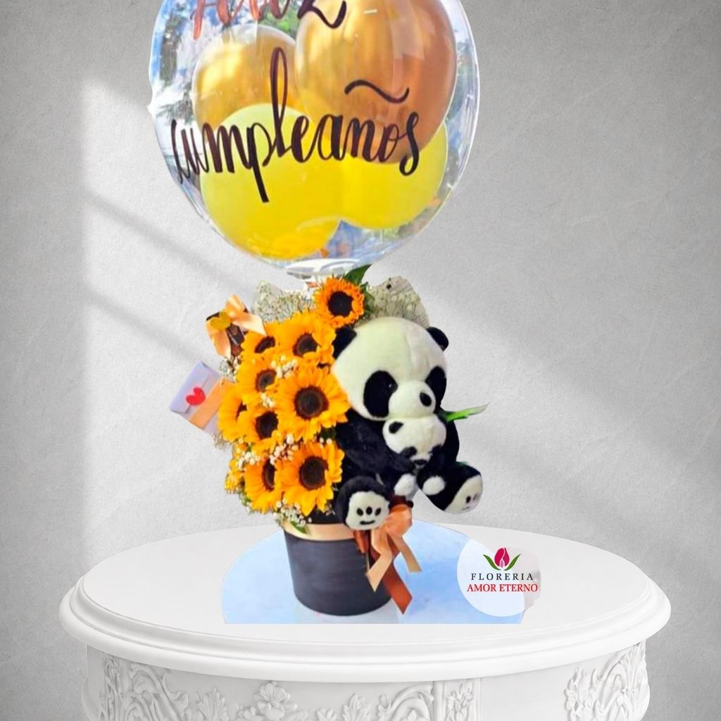 Arreglo en canasta rosas y girasoles