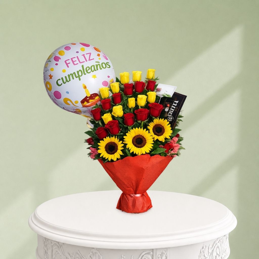 Rosas c/s chocolate y globo