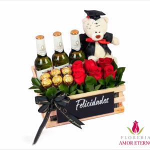 caja con peluche de graduación