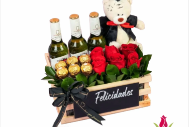 caja con peluche de graduación