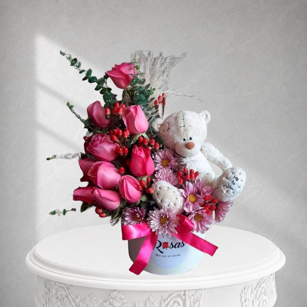 Rosas con peluche