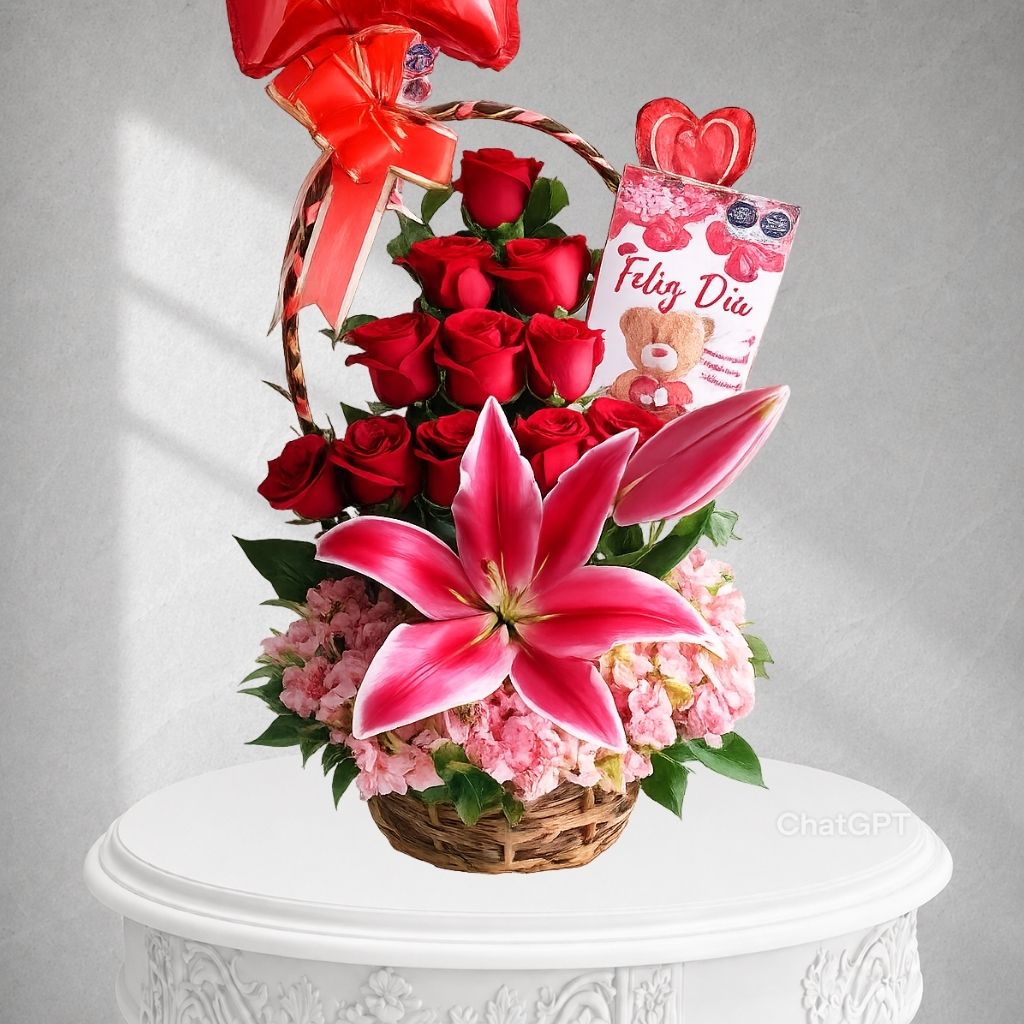 Arreglo floral rosas con lirio perfumado
